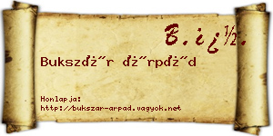 Bukszár Árpád névjegykártya